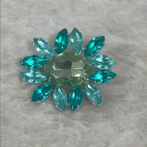 Elegant Green and Blue Gemstone Brooch